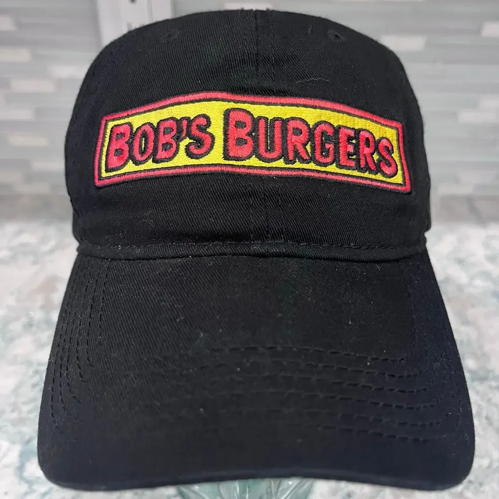 NWT Bob's Burgers Black Baseball Cap Hat Embroidered Logo Adjustable Dad Hat OS